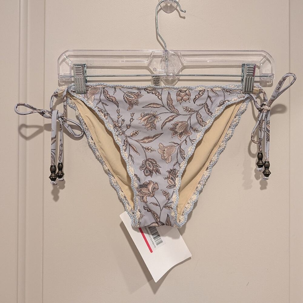 Tigerlily Floral Bikini Bottom with Tie Sides Pearl Blue Medium